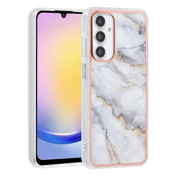 Tuniq Samsung Galaxy A25 5G - Σκληρή Θήκη με Πλαίσιο Σιλικόνης - Σχέδιο Μάρμαρο - Γκρί