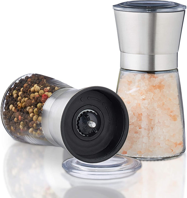 Relaxdays Σετ 2 Χειροκίνητοι Μύλοι Πιπεριού από Ανοξείδωτο Ατσάλι - Silver - 4052025232788 - likebrands.gr