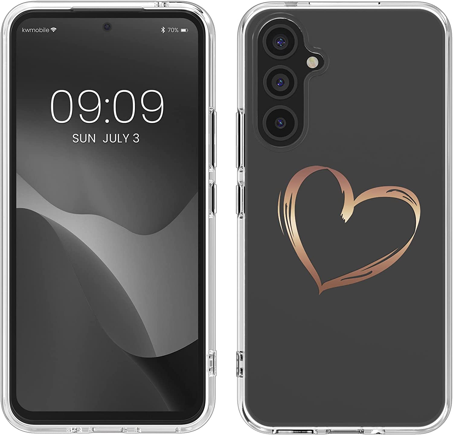 KW Samsung Galaxy A54 5G Θήκη Σιλικόνης TPU Design Heart Brush - Rose Gold / Διάφανη - 60806.01