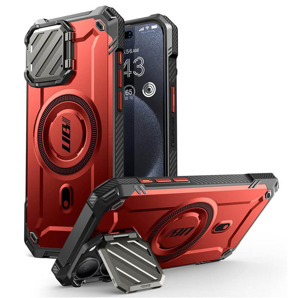 Supcase iPhone 15 Pro Max - Unicorn Beetle XT MagSafe - Σκληρή Θήκη με Προστασία Κάμερας / Stand - Ruddy