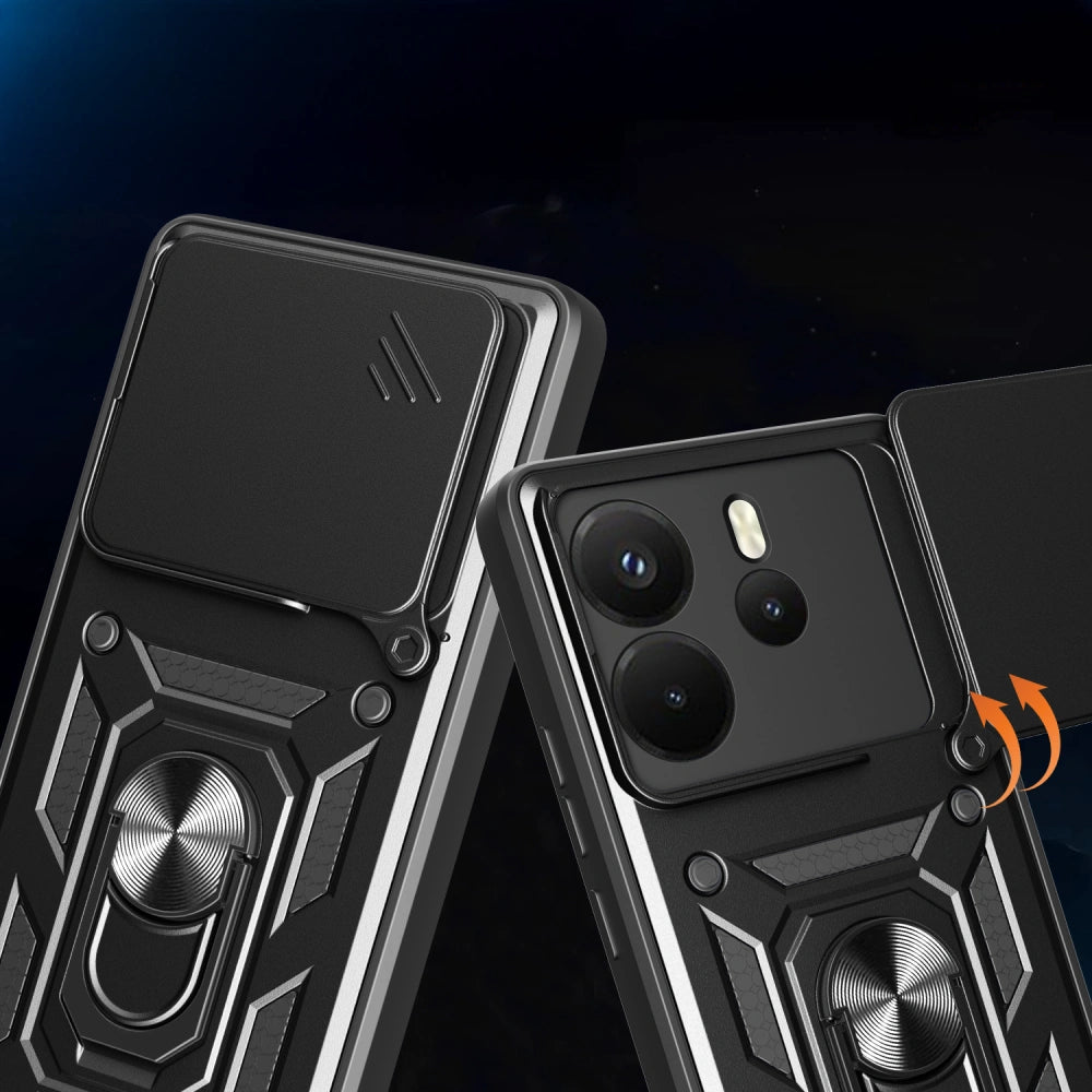 Tech-Protect Xiaomi Redmi Note 14 4G Camshield Pro Σκληρή Θήκη με Πλαίσιο Σιλικόνης και Δαχτυλίδι Συγκράτησης - Black