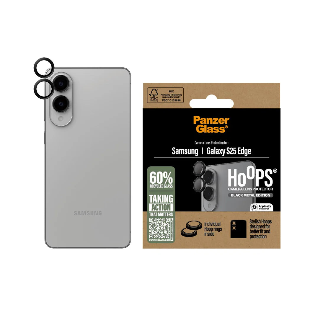 PanzerGlass Samsung Galaxy S25 Edge Hoops Camera Lens Protector Αντιχαρακτικό Γυαλί για την Κάμερα - Black