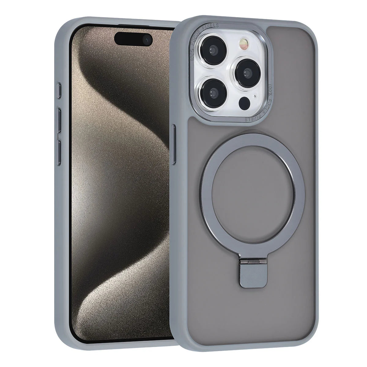 Tuniq iPhone 15 Pro - MagSafe Σκληρή Θήκη με Δαχτυλίδι Συγκράτησης - Grey