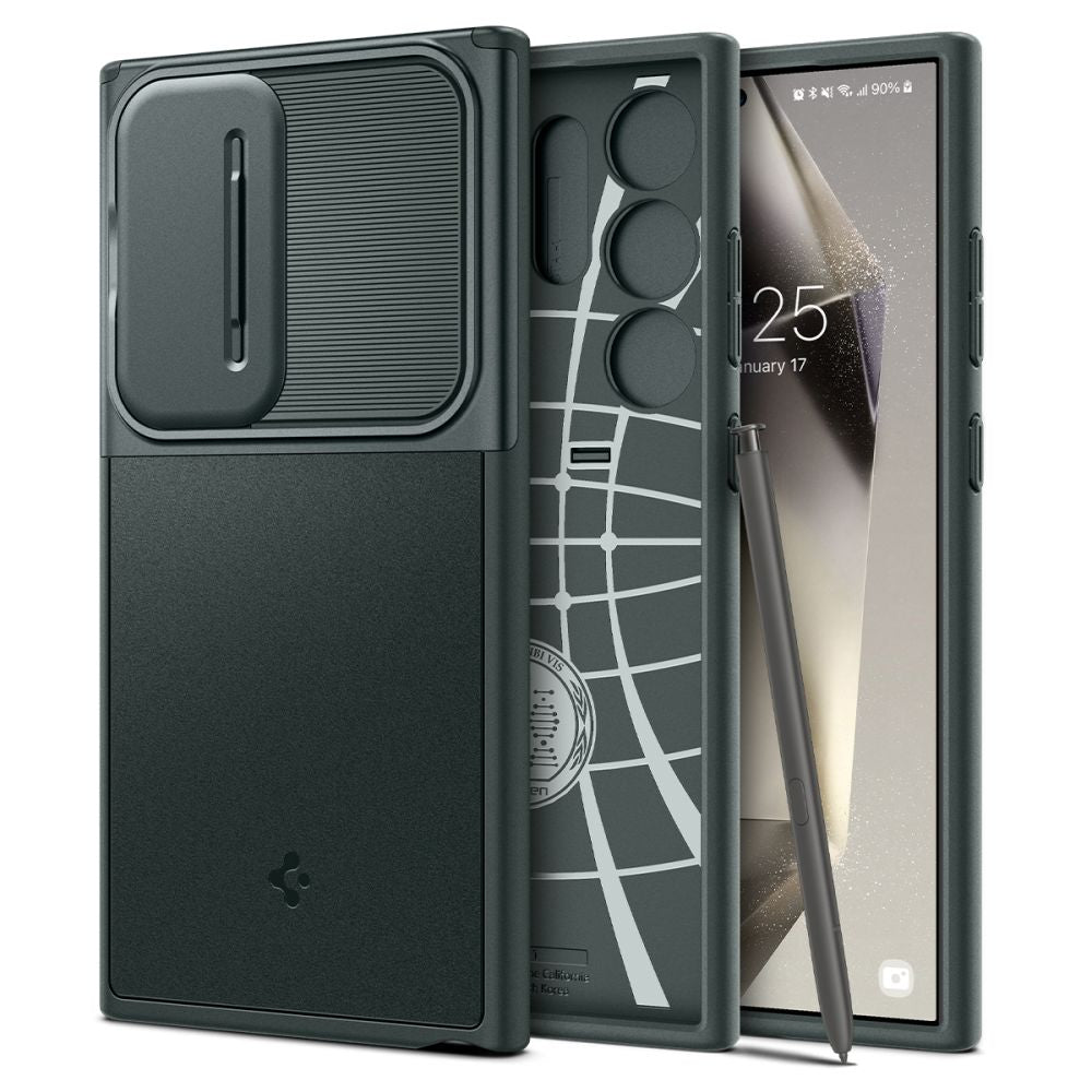 Spigen Samsung Galaxy S24 Ultra Optik Armor Θήκη Σιλικόνης με Κάλυμμα για την Κάμερα - Abyss Green