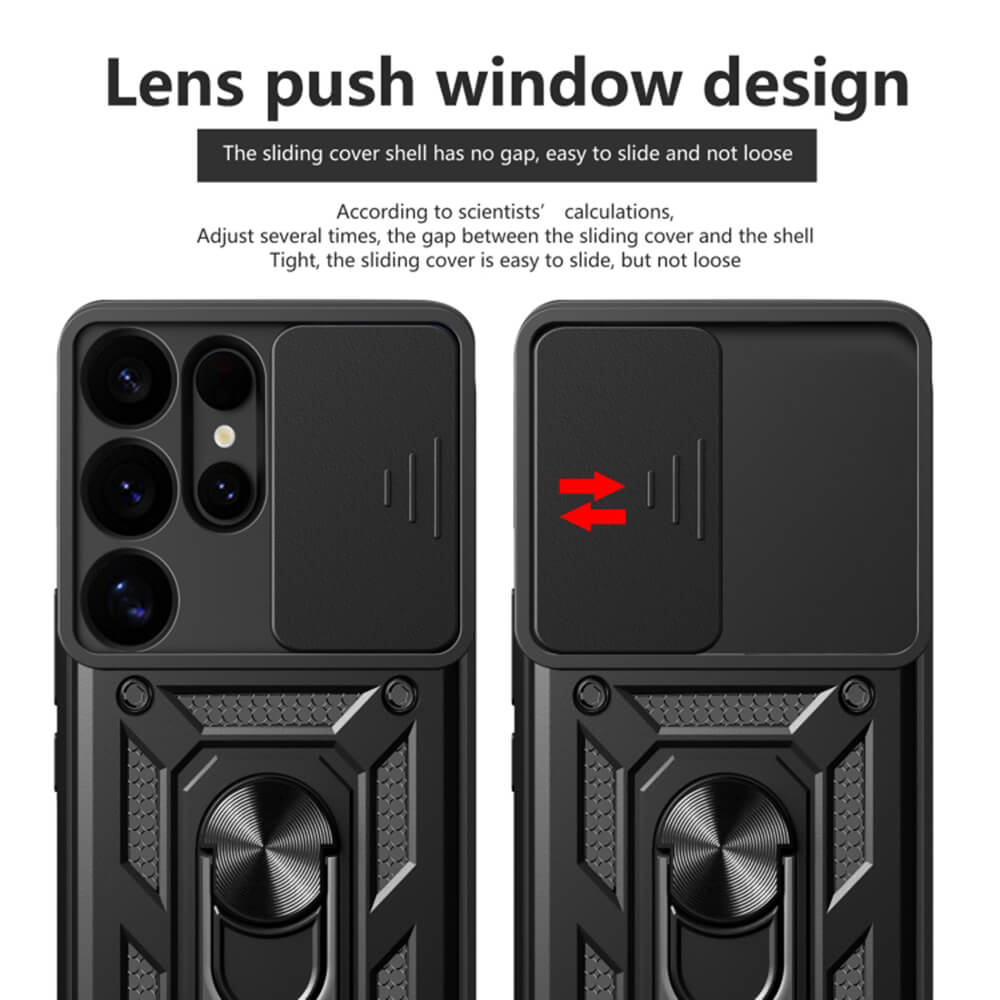 Techsuit Samsung Galaxy S25 Ultra - CamShield - Σκληρή Θήκη με Προστασία Καμερών και Δαχτυλίδι Συγκράτησης - Black