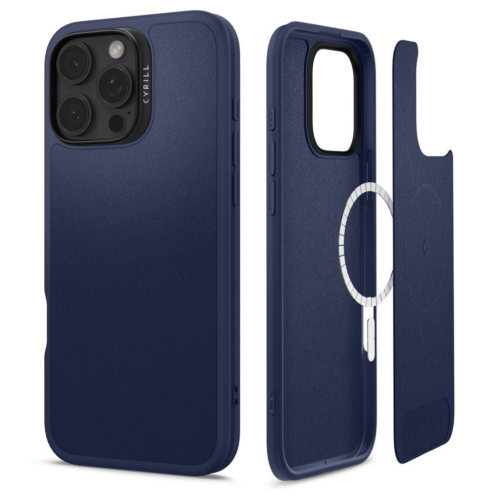 Spigen Cyrill iPhone 16 Pro Max Kajuk Mag Θήκη με Επένδυση Συνθετικού Δέρματος και MagSafe - Navy