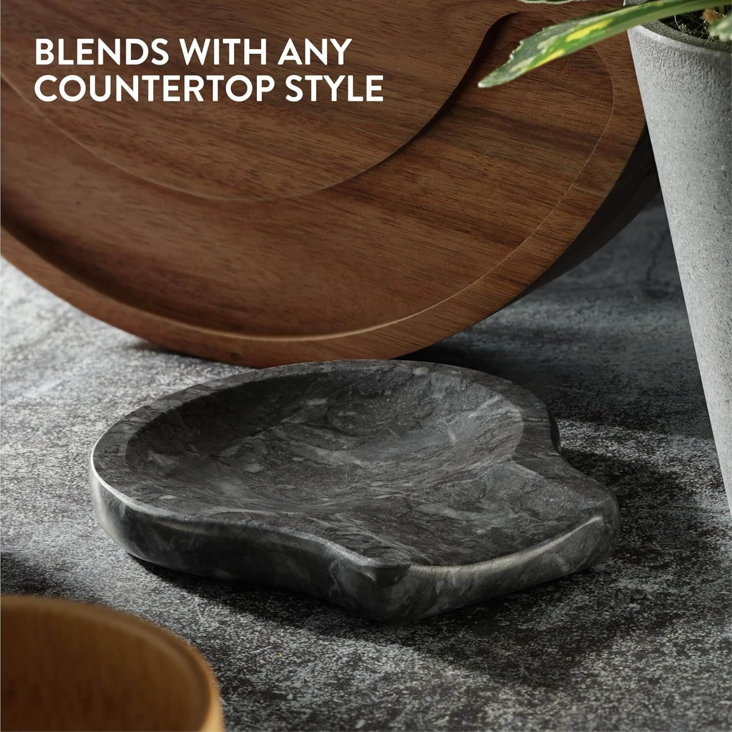 Navaris Σετ με 2 Μαρμάρινες Βάσεις Κουτάλας - Charcoal Black - 61947.02