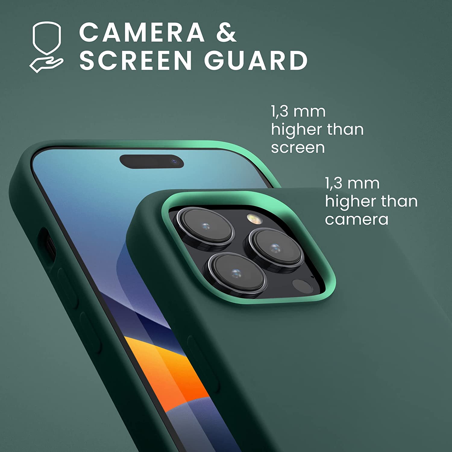 KW iPhone 14 Pro Θήκη Σιλικόνης TPU - Blue Green - 59073.171