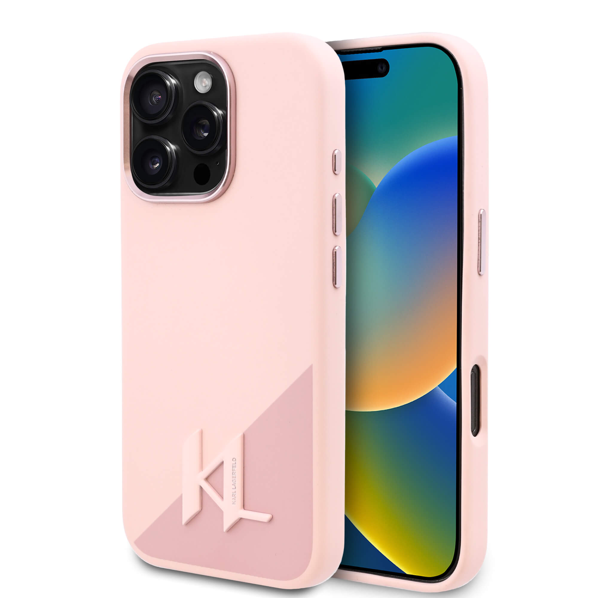 Karl Lagerfeld iPhone 16 - Silicone Shadow Metal Initial - MagSafe Θήκη Σιλικόνης - Pink - KLHMP16XSCMKMPCP