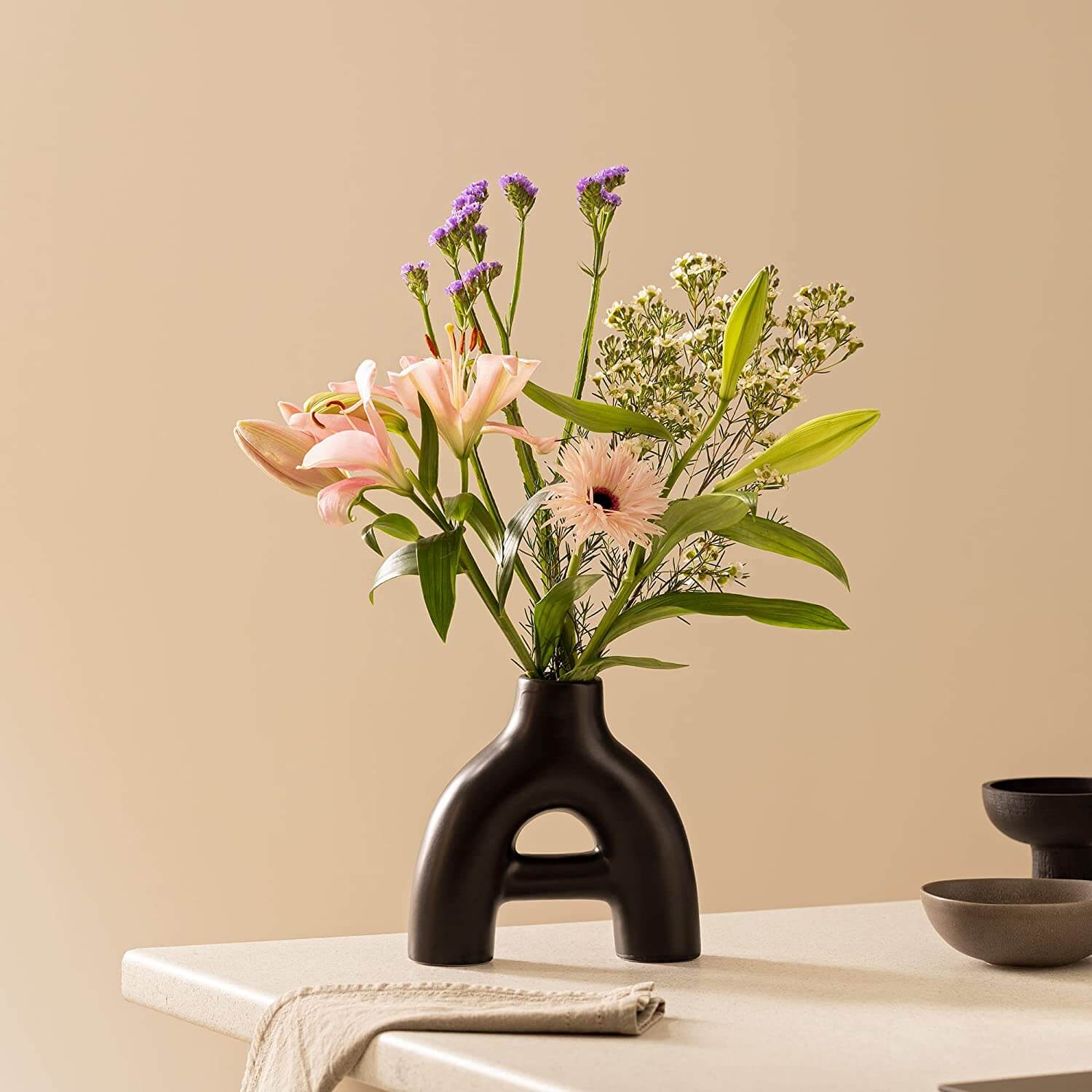 Navaris Κεραμικό Διακοσμητικό Βάζο - Design Abstract - Black - 60344.02