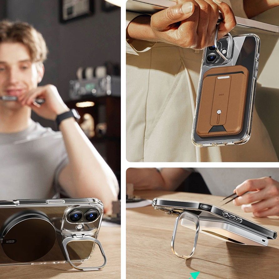 ESR iPhone 16 Plus Classic Hybrid Kickstand Halolock MagSafe Σκληρή Θήκη με Πλαίσιο Σιλικόνης και Αντιχαρακτικό Γυαλί Οθόνης - Διάφανη