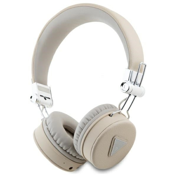 Guess Over-Ear Grained Classic Round Shape - Ασύρματα Bluetooth Ακουστικά - Beige