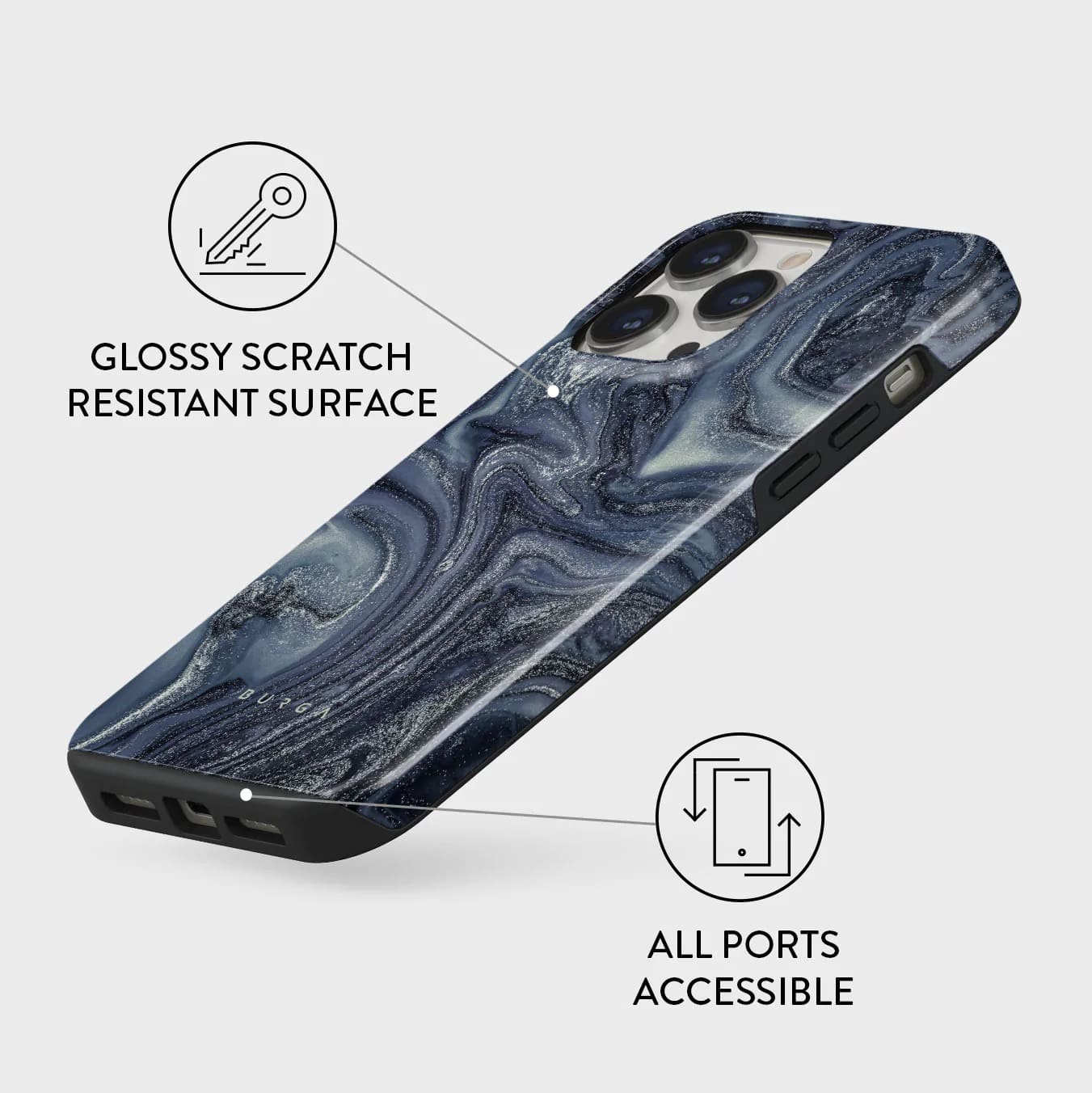 Burga iPhone 14 Pro Fashion Tough Σκληρή Θήκη - Navy Trench