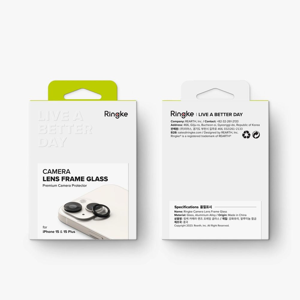 Ringke iPhone 15 / iPhone 15 Plus Lens Frame Glass Αντιχαρακτικό Γυαλί για την Κάμερα - Black
