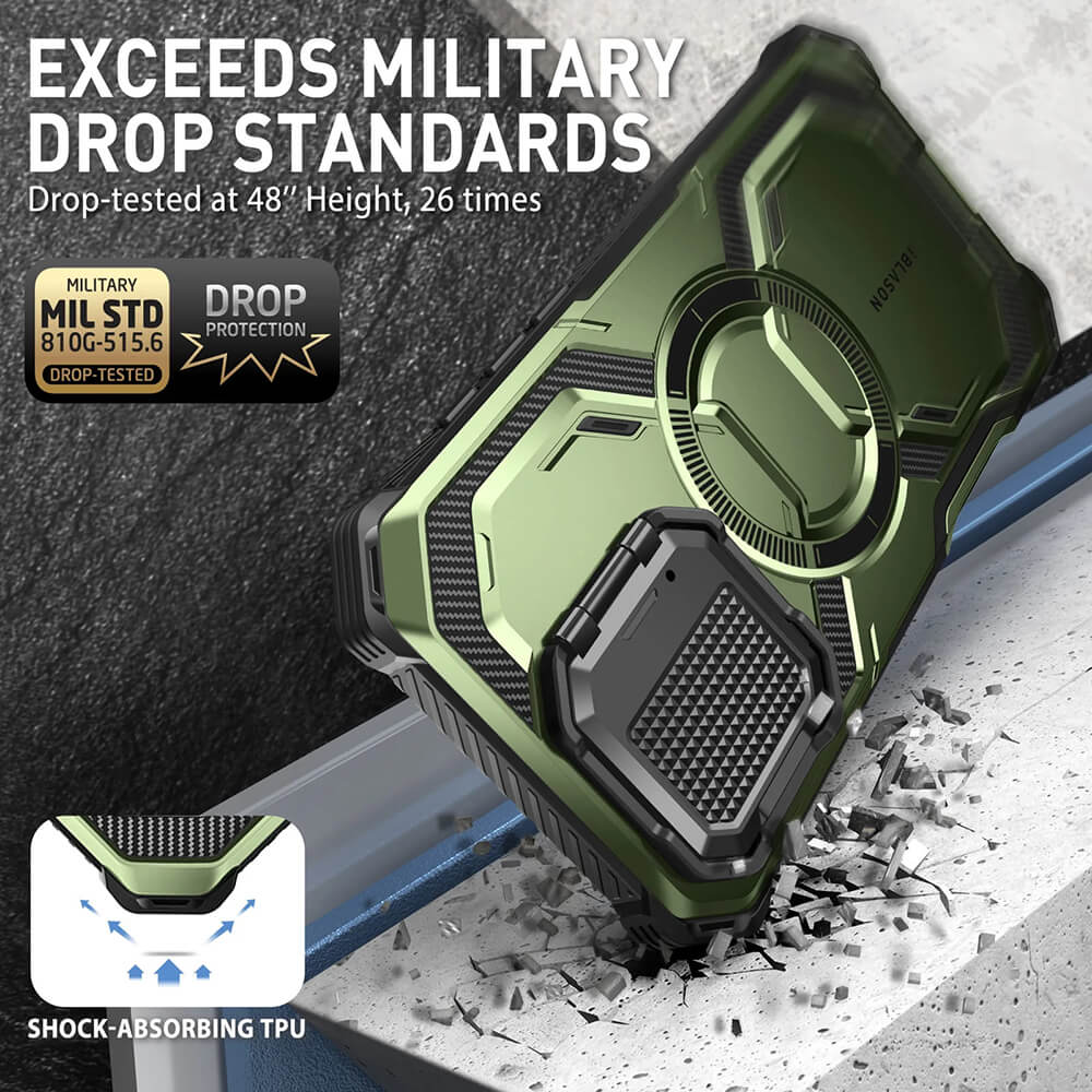 Supcase iPhone 16 Plus Armorbox MagSafe Σκληρή Θήκη με Προστασία Οθόνης και Κάλυμμα Κάμερας / Stand - Dark Green