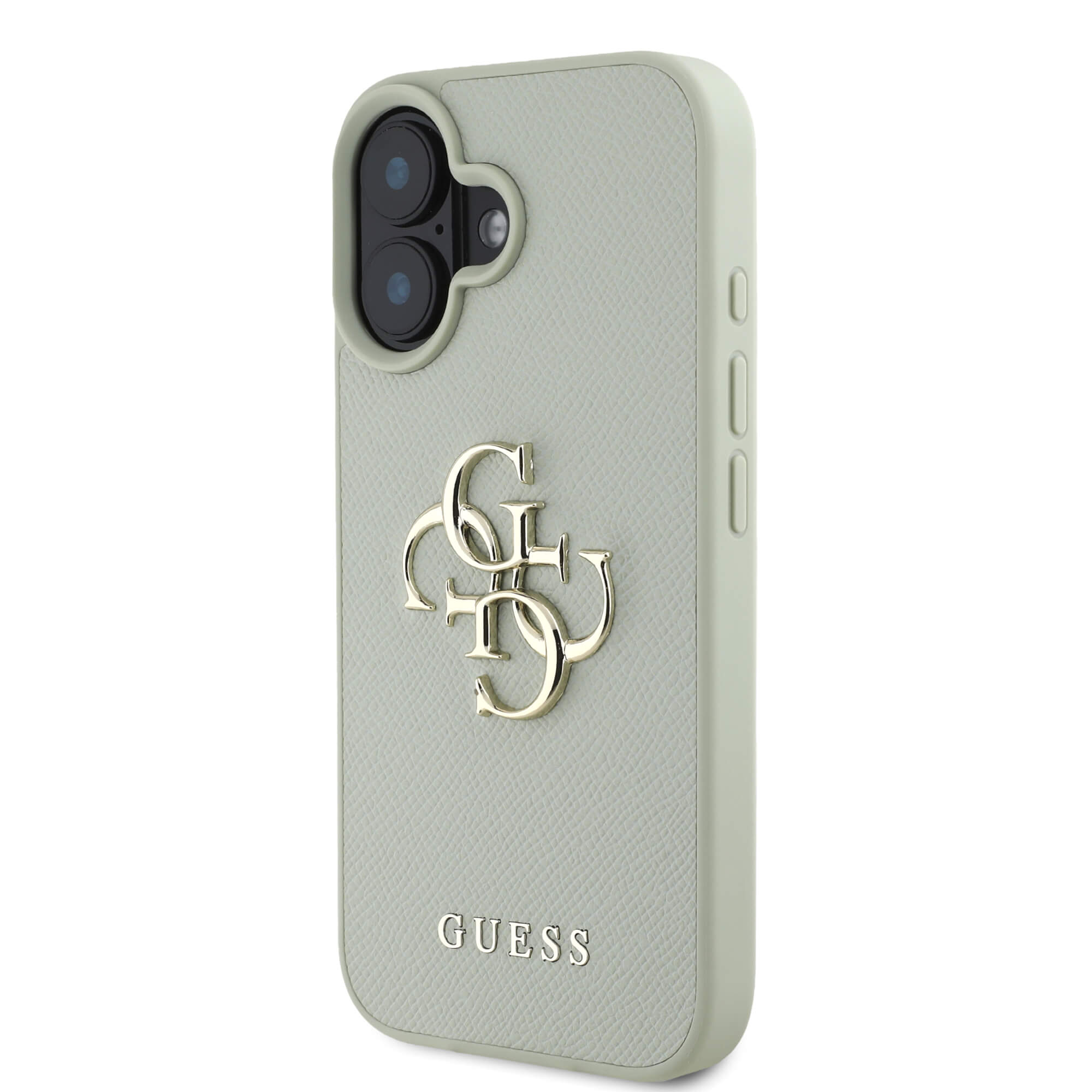 Guess iPhone 16 - Grained Big 4G Logo Small Classic Logo - Σκληρή Θήκη με Επένδυση από Οικολογικό Δέρμα - Green - GUHCP16SPGT4MBN