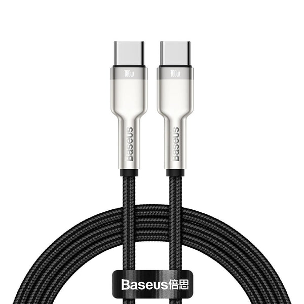 Baseus Cafule Series Metal Cable Type-C 5A PD 100W - Καλώδιο Γρήγορης Φόρτισης Type-C to Type-C 1M - Black - CATJK-C01 - likebrands.gr