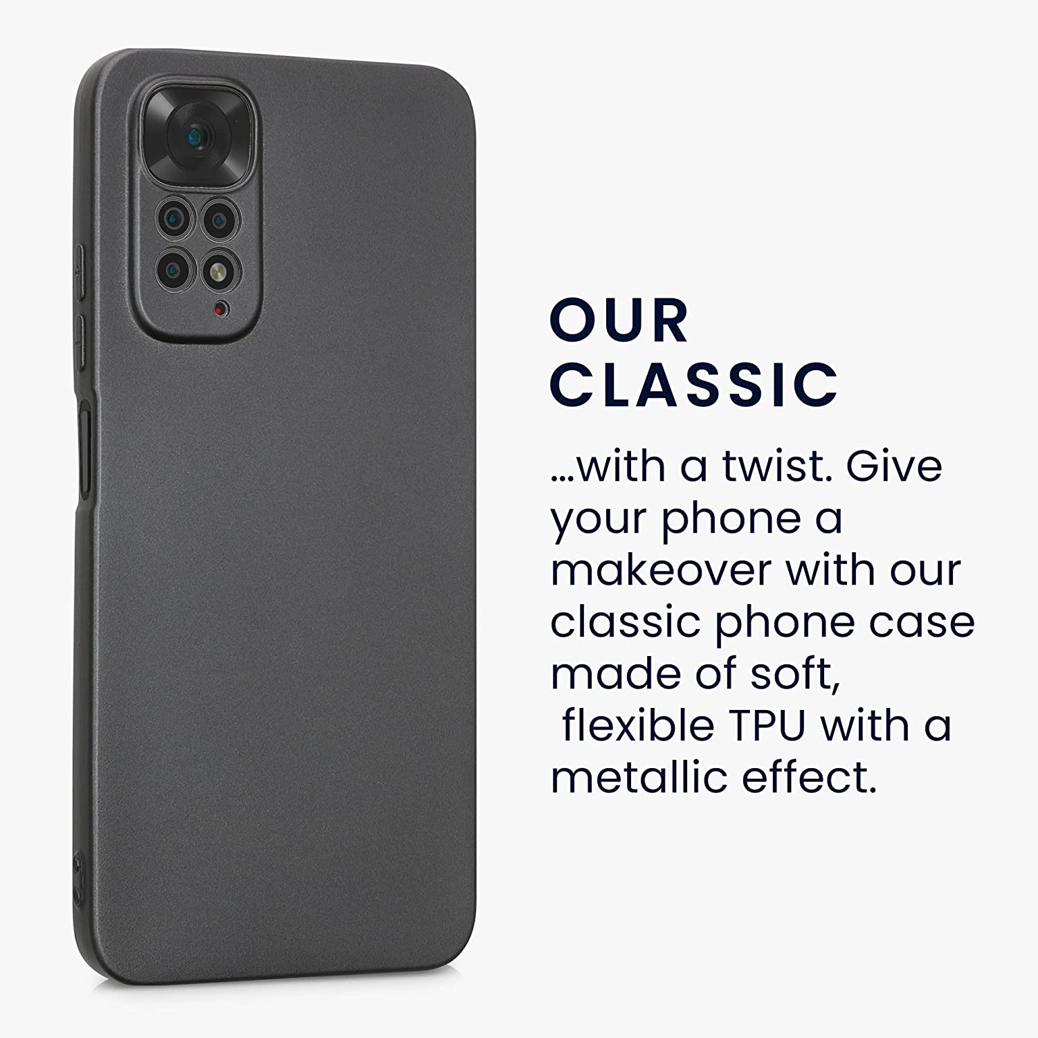 KW Xiaomi Redmi Note 11 / Redmi Note 11S Θήκη Σιλικόνης TPU - Metallic Grey - 58651.232