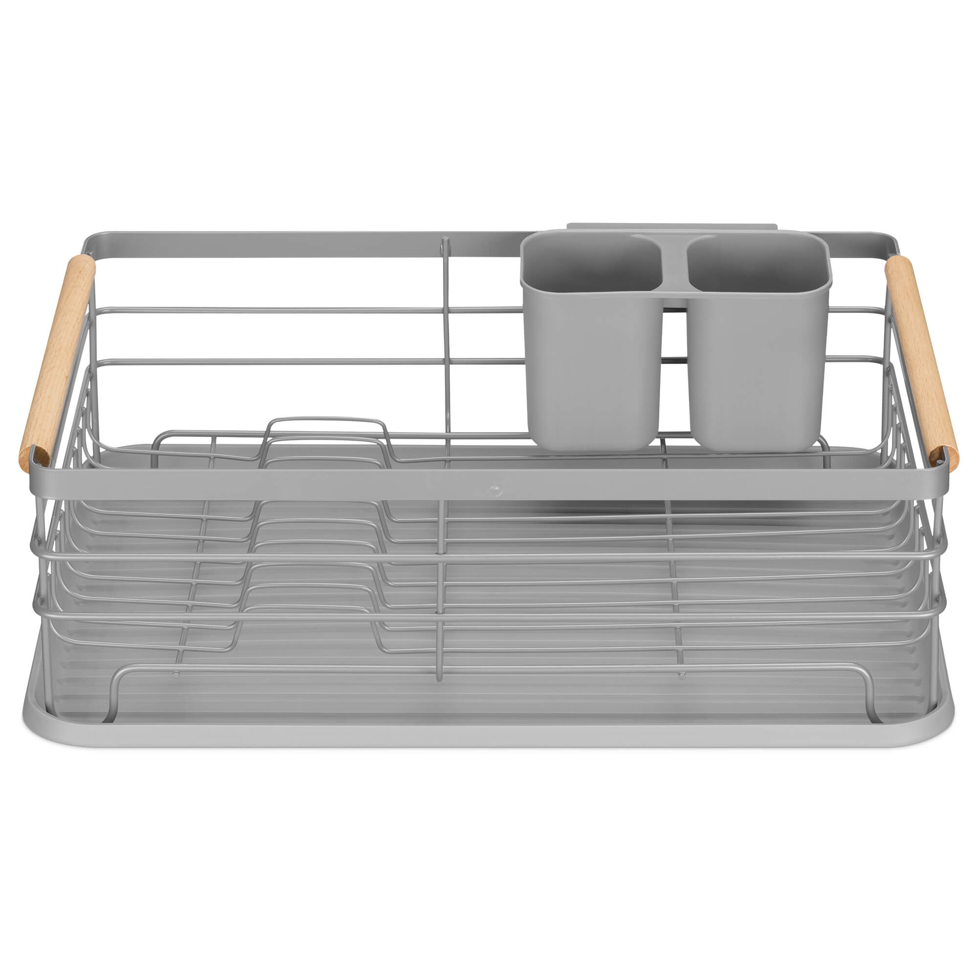 Navaris Σιδερένιο Στεγνωτήριο Πιάτων - Μαχαιροπίρουνων με Ξύλινες Λαβές και Πλαστικό Δίσκο - Grey - 52545.03