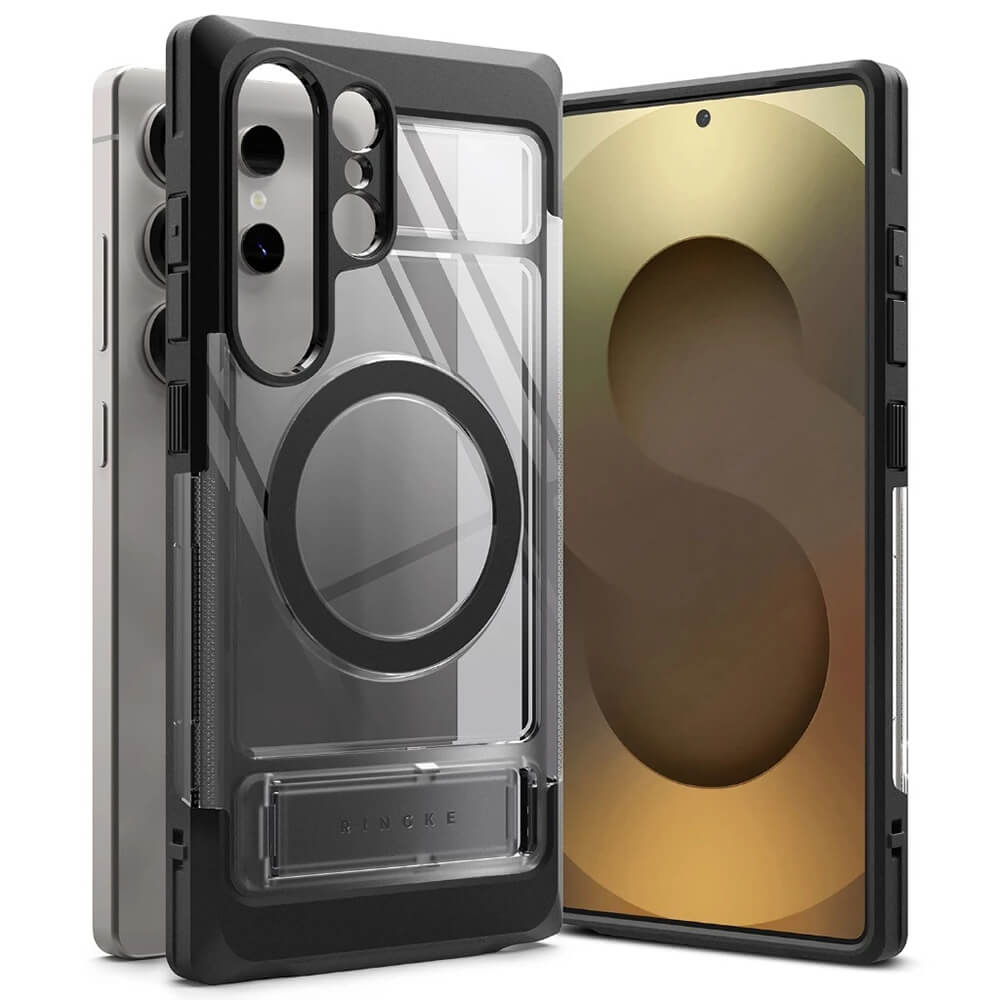 Ringke Samsung Galaxy S25 Ultra UX Magnetic MagSafe Σκληρή Θήκη με Πλαίσιο Σιλικόνης - Smoke Black