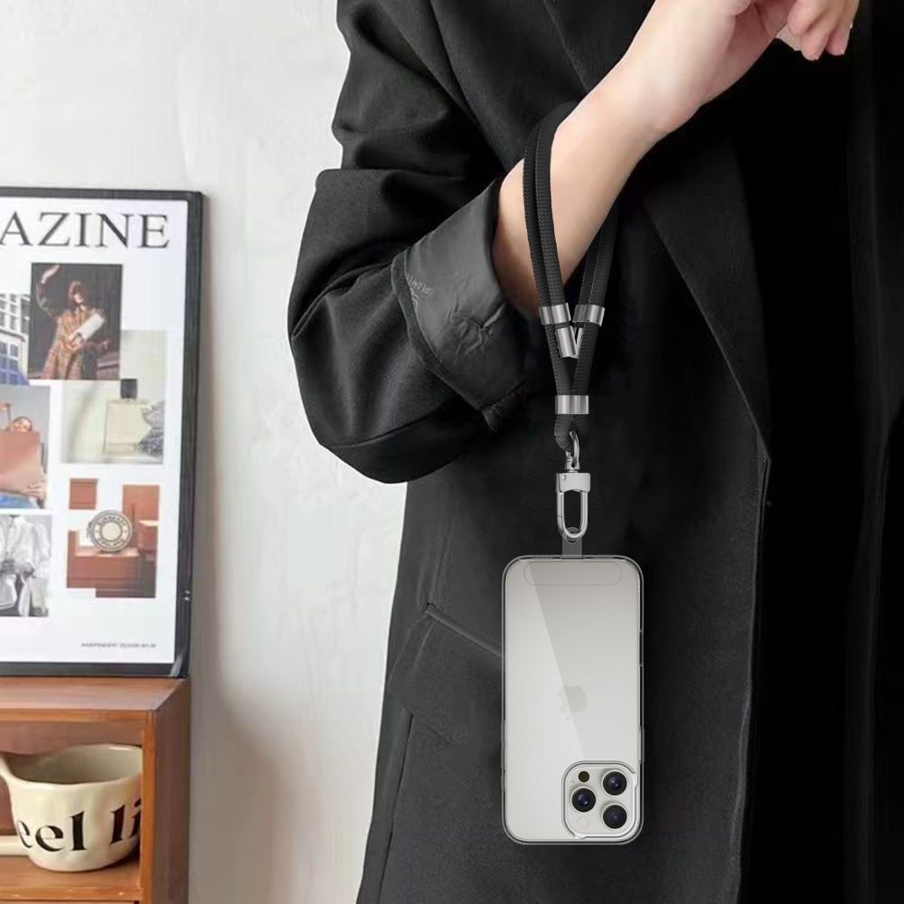 Tech-Protect C4S Rope Wrist Strap - Universal Λουράκι Καρπού για Θήκη Κινητού - Black / Silver