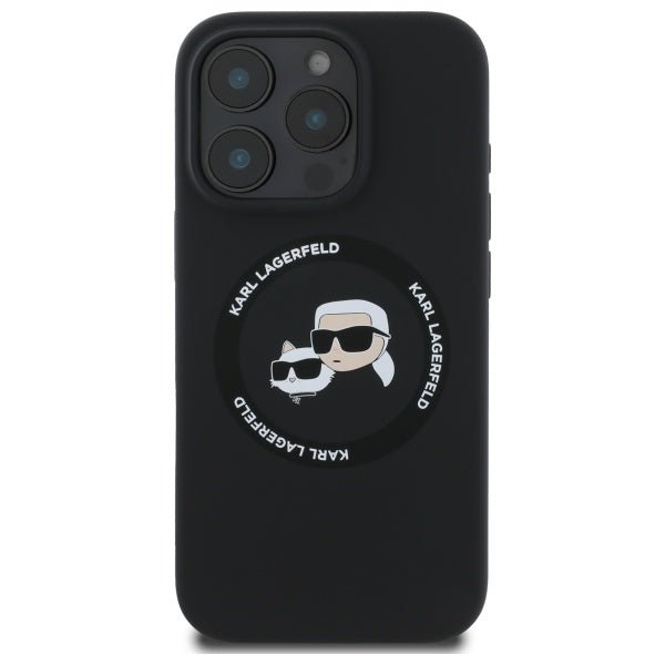 Karl Lagerfeld iPhone 16 Pro Max - Silicone Karl and Choupette Heads - Θήκη Σιλικόνης με MagSafe - Black - KLHMP16XSKCHTCK