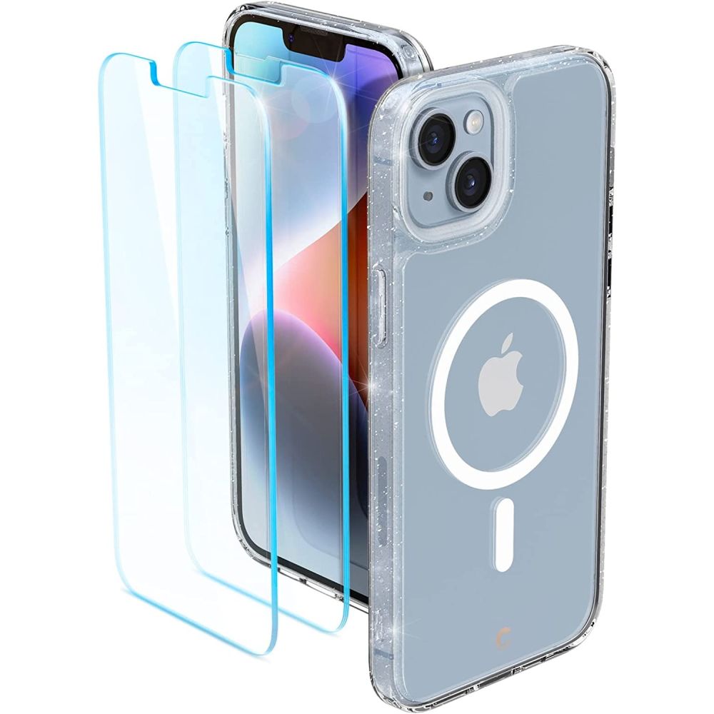 Spigen Cyrill iPhone 14 Plus / iPhone 15 Plus Shine Mag Θήκη Σιλικόνης με Προστασία Οθόνης και MagSafe - Glitter Διάφανη