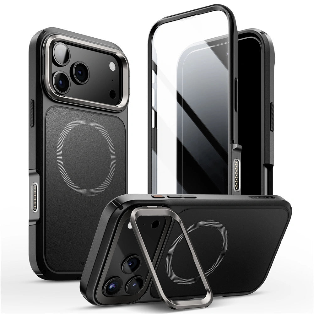 Supcase iPhone 17 Pro - IBLSN Ares Flip Mag - MagSafe Σκληρή Θήκη με Πλαίσιο Σιλικόνης και Προστασία Οθόνης και Stand - Black
