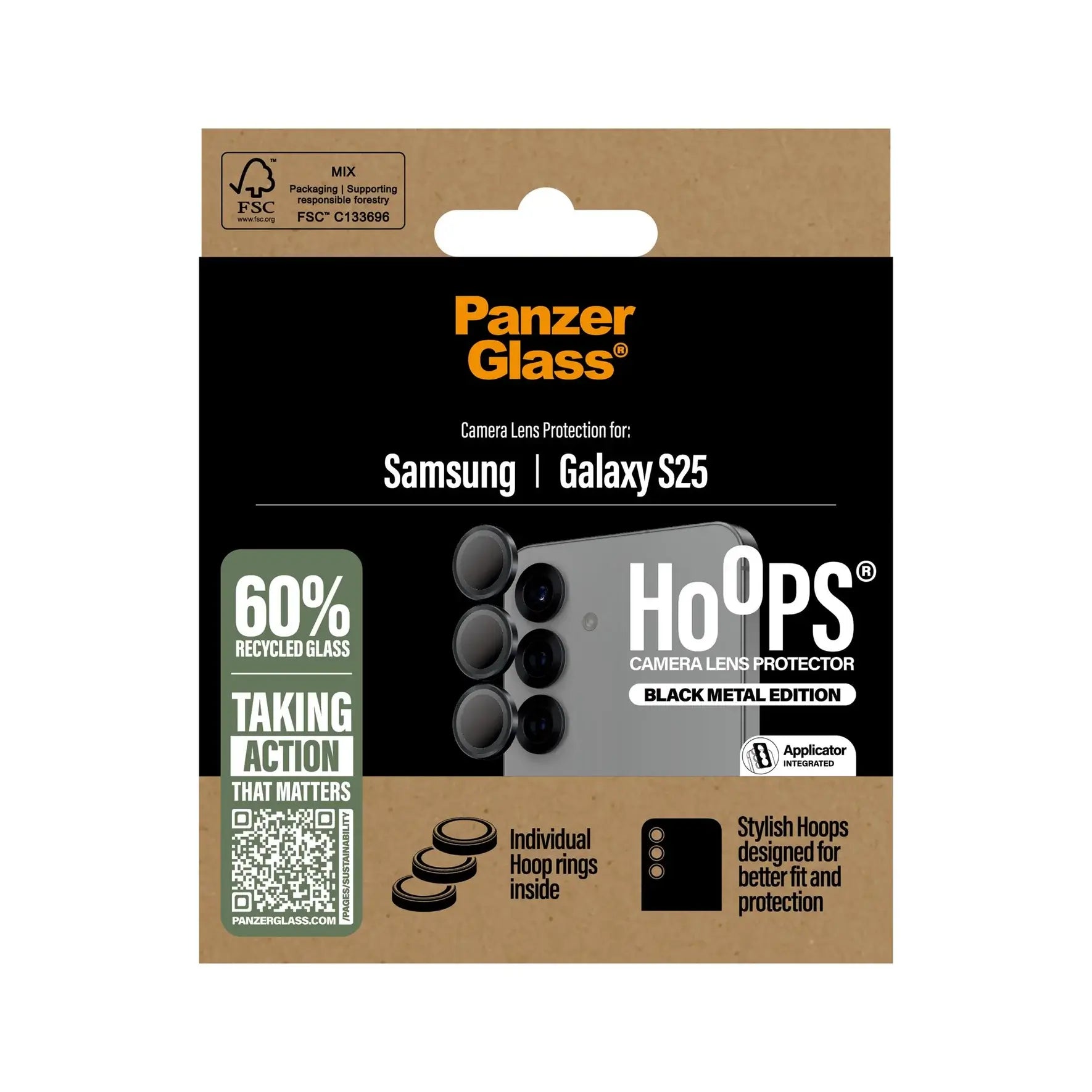 PanzerGlass Samsung Galaxy S25 Hoops Camera Lens Protector Αντιχαρακτικό Γυαλί για την Κάμερα - Black