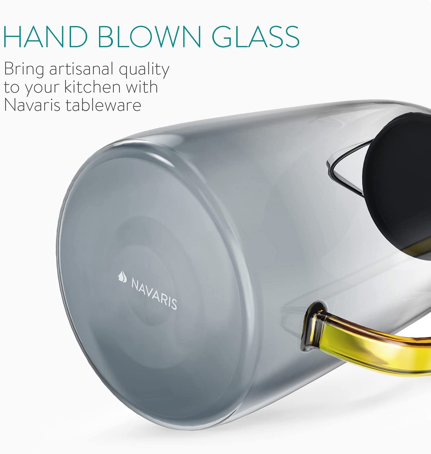 Navaris Γυάλινη Κανάτα Νερού με Καπάκι Σιλικόνης και 4 Ποτήρια - 1,55L - Grey / Διάφανη - 51066.22.05