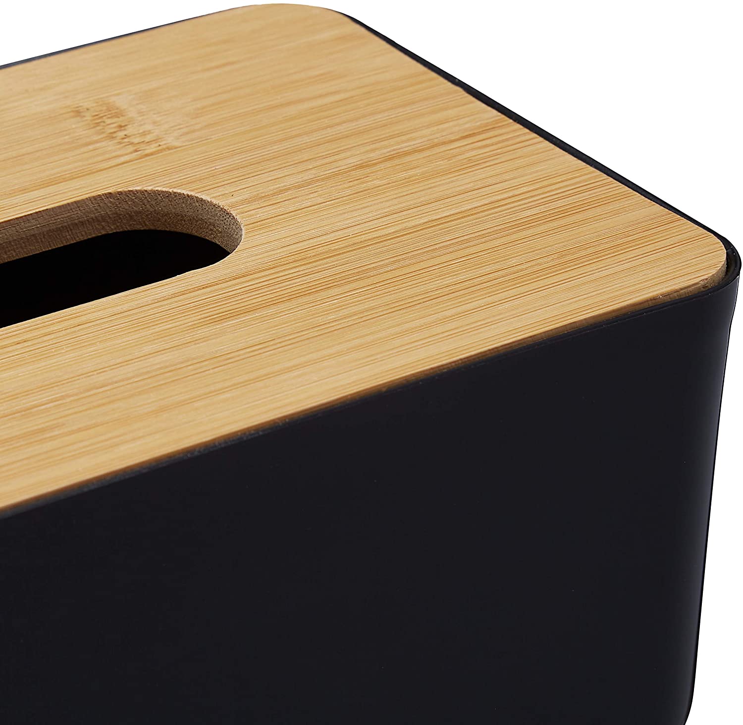 Relaxdays Κουτί Αποθήκευσης για Χαρτομάντηλα με Καπάκι από Μπαμπού - Black / Natural - 4052025326487
