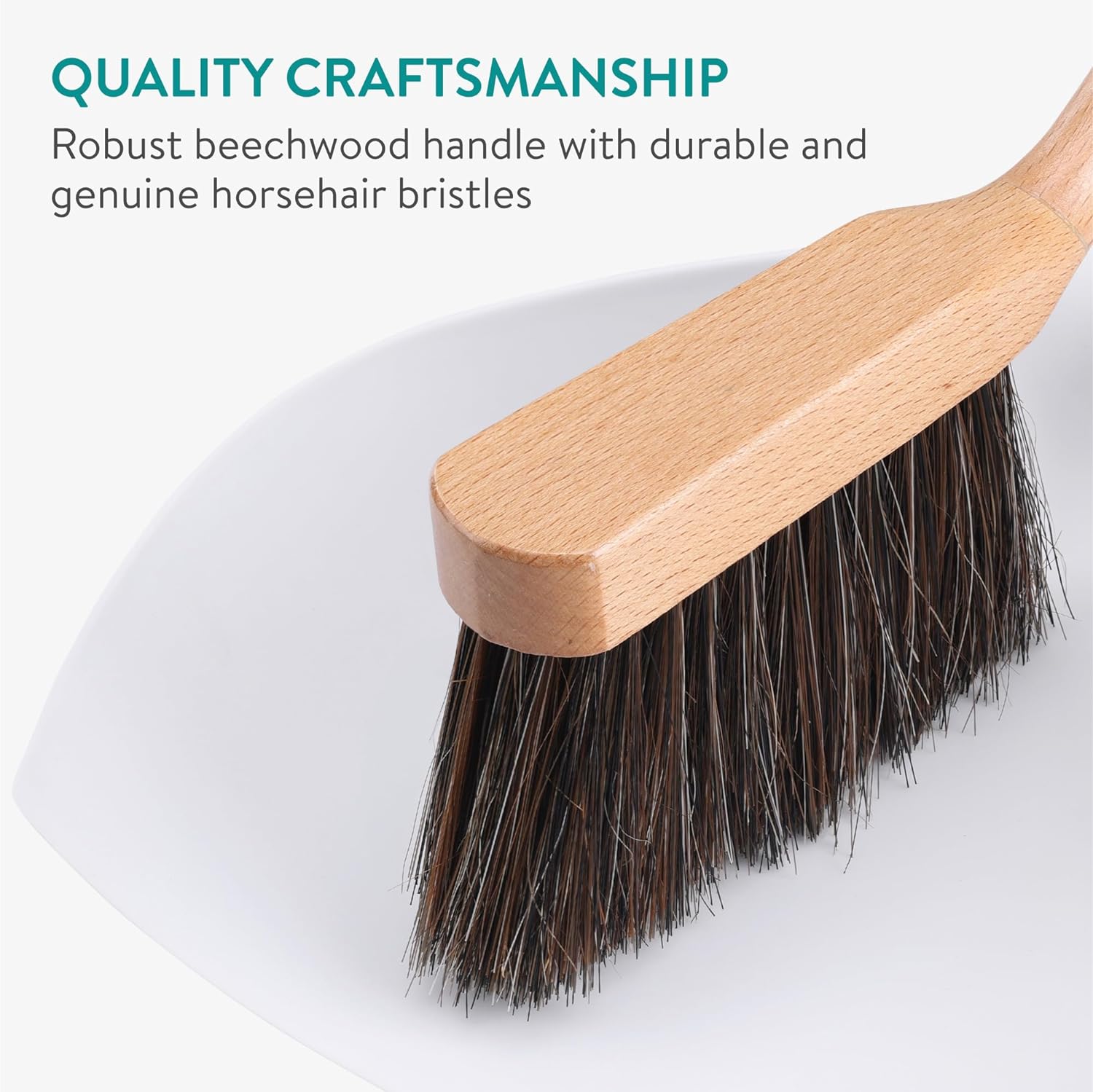 Navaris Σετ με Ξύλινη Σκούπα Χειρός με Πλαστικό Φαράσι - White / Brown - 61966.02