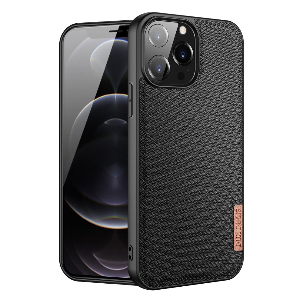 Dux Ducis iPhone 13 Pro Max Fino Series Σκληρή Θήκη με Πλαίσιο Σιλικόνης και Επένδυση από Ύφασμα - Black