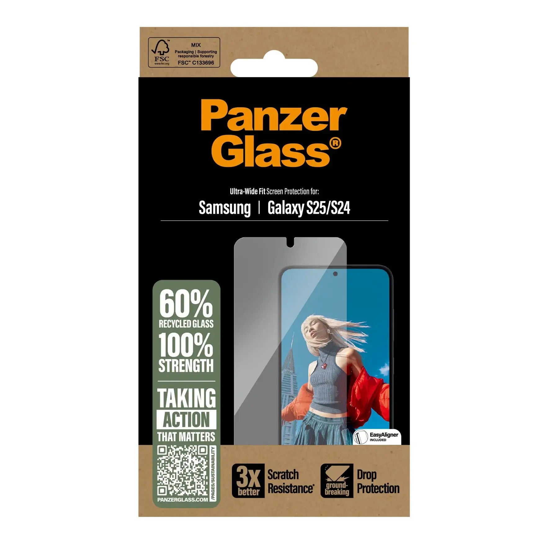 PanzerGlass Samsung Galaxy S25 - Ultra-Wide Fit Case Friendly Full Screen Αντιχαρακτικό Γυαλί Οθόνης - Διάφανο
