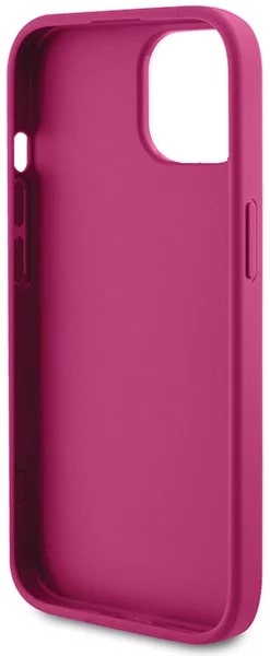 Guess iPhone 15 4G Strass Metal Logo Θήκη με Επένδυση Συνθετικού Δέρματος - Pink - GUHCP15SPS4DGPP