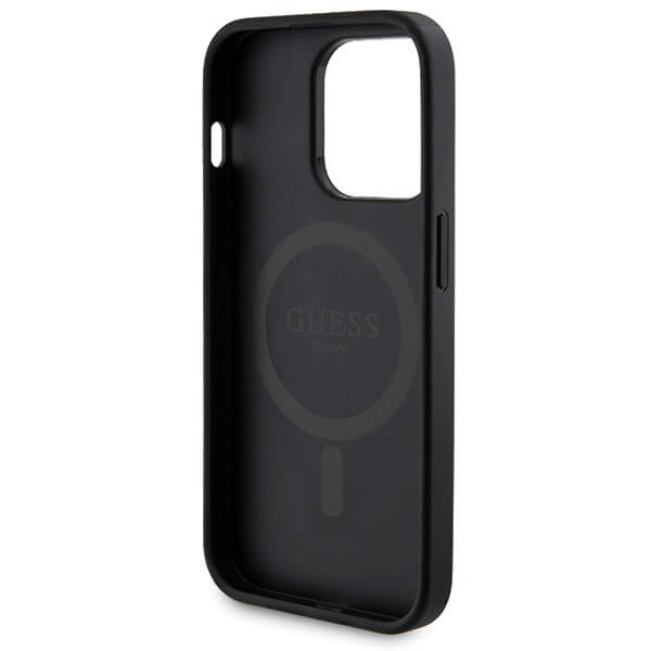 Guess iPhone 15 Pro - 4G Metal Logo Σετ MagSafe Σκληρή Θήκη με Επένδυση Συνθετικού Δέρματος και Powerbank 5000mAh - Black - GUBPM5P15L4GEMGK