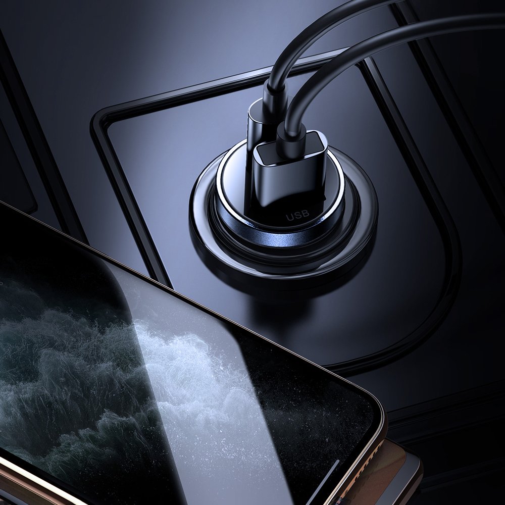 Joyroom C-A08 Φορτιστής Αυτοκινήτου Γρήγορης Φόρτισης με 1 Θύρα USB και 1 Θύρα Type-C 5A PD 30W QC 3.0 - Black