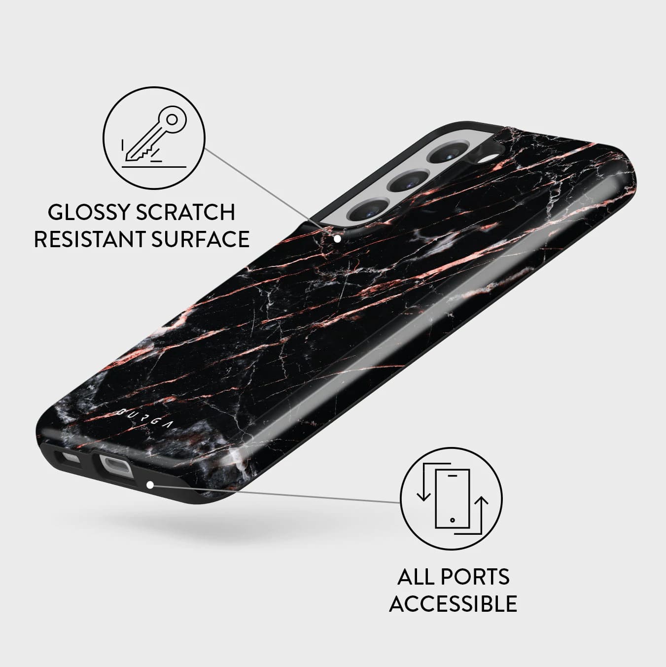 Burga Samsung Galaxy S22 Plus Fashion Tough Σκληρή Θήκη - Rose Gold Marble
