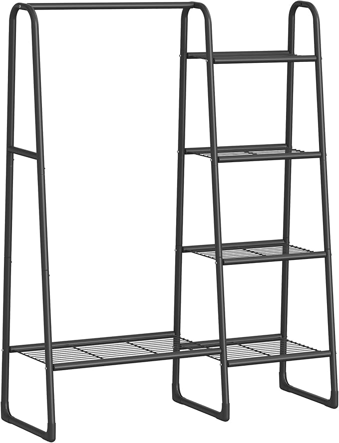 Songmics Επιδαπέδια Κρεμάστρα με Ράγα και 5 Ράφια - Black - HSR138B01
