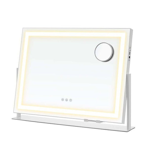 Songmics Επιτραπέζιος Καθρέφτης Μακιγιάζ με Φωτισμό LED και Διακόπτη Αφής - Matte White - LWM002W02