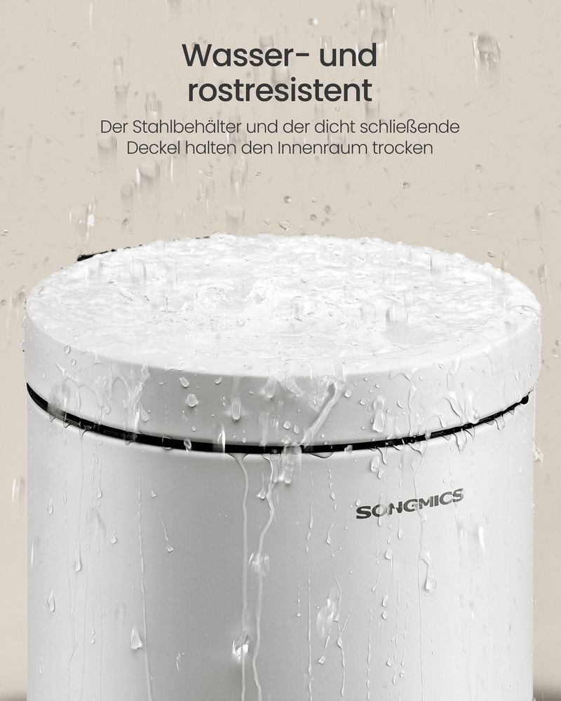 Songmics Κάδος Απορριμμάτων για το Μπάνιο - 3L - Cloud White - LTB013WZ01