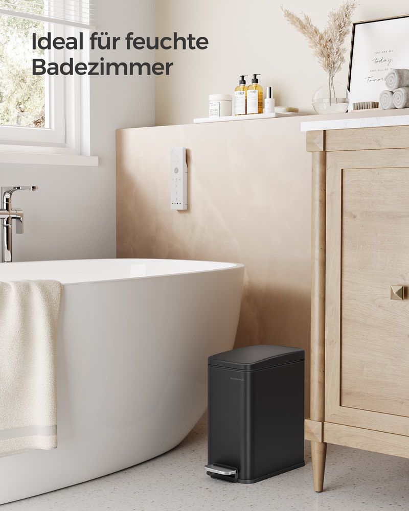 Songmics Κάδος Απορριμμάτων για το Μπάνιο - 5L - Black - LTB560B05