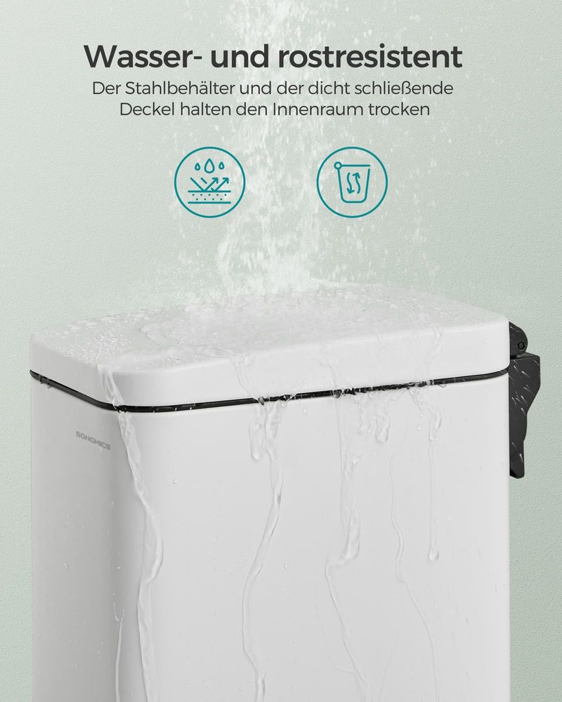 Songmics Κάδος Απορριμμάτων για το Μπάνιο - 5L - White - LTB560W05