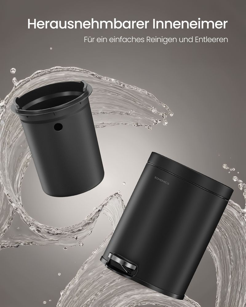 Songmics Κάδος Απορριμμάτων για το Μπάνιο - 6L - Ink Black - LTB016BZ02