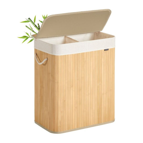 Songmics Καλάθι Απλύτων από Μπαμπού με Καπάκι - 100L - Natural - LCB074Y01V1