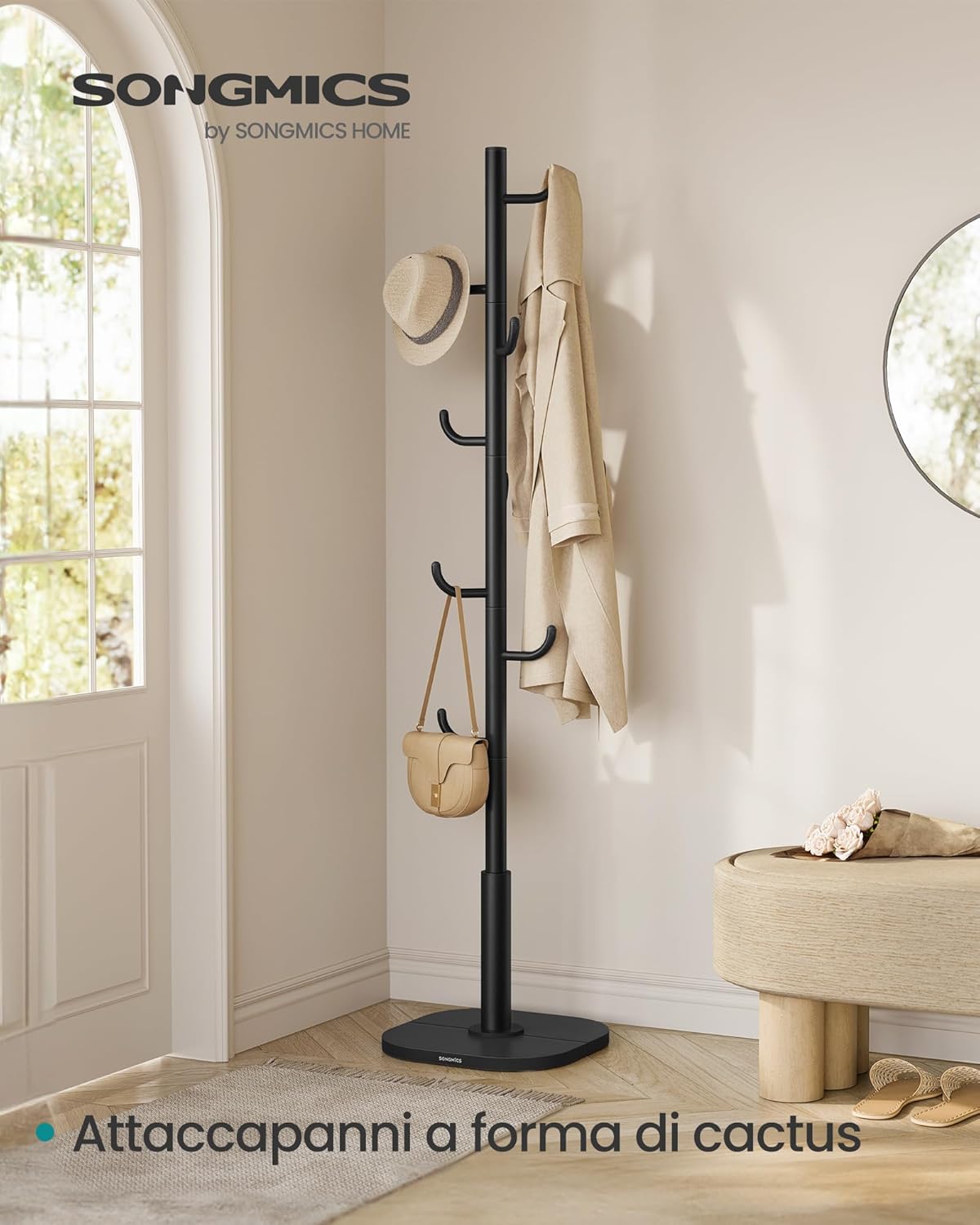 Songmics Καλόγερος Δαπέδου - 40 x 175.3 cm - Ink Black - RCR039BH01