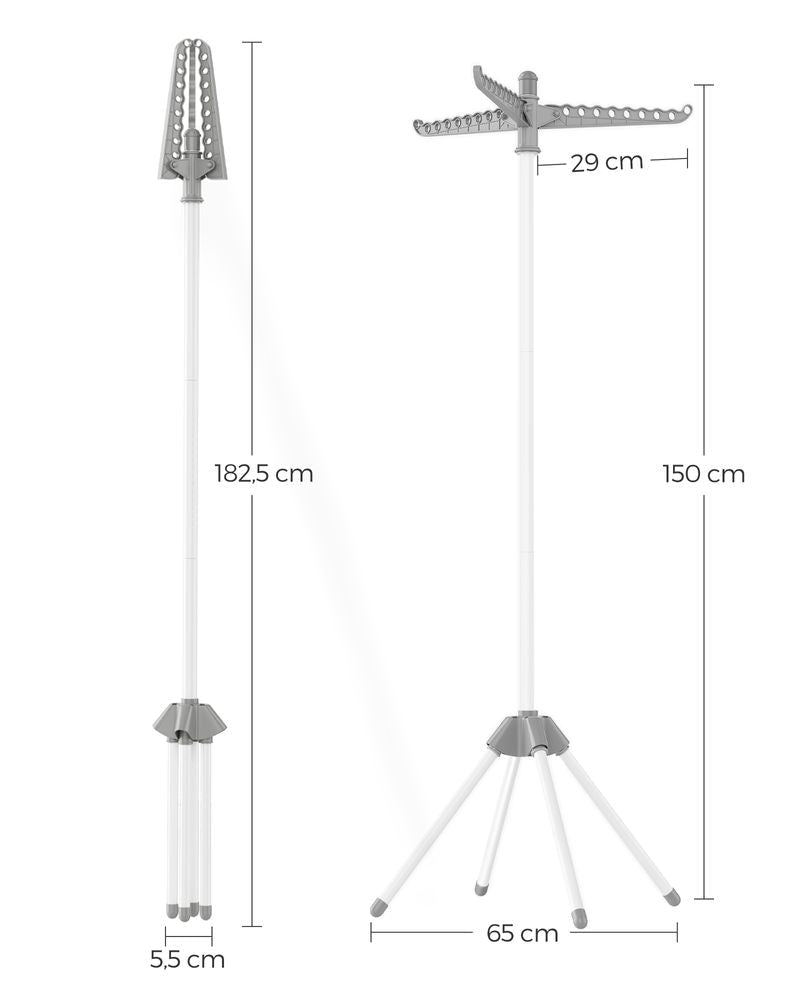 Songmics Κάθετη Απλώστρα Pούχων - 65 x 150 cm - Grey / White - LLR510G01