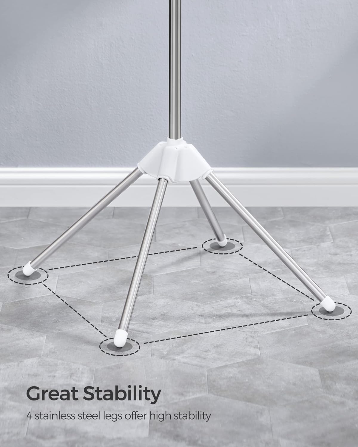 Songmics Κάθετη Απλώστρα Pούχων - 65 x 150 cm - Silver / White - LLR510W01