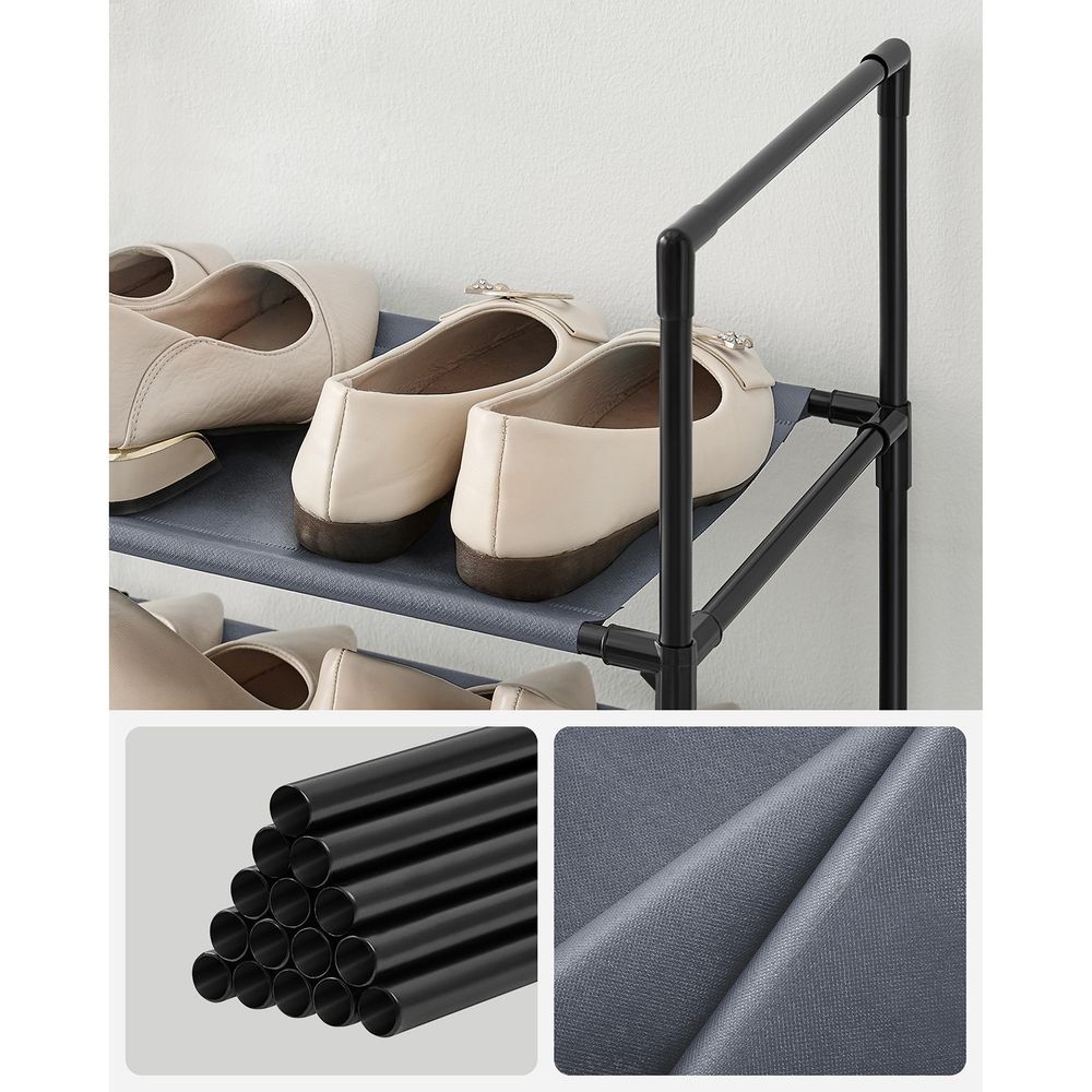 Songmics Μεταλλική Παπουτσοθήκη με 10 Ράφια - 33 x 33 x 173 cm - Grey - LSR110G01