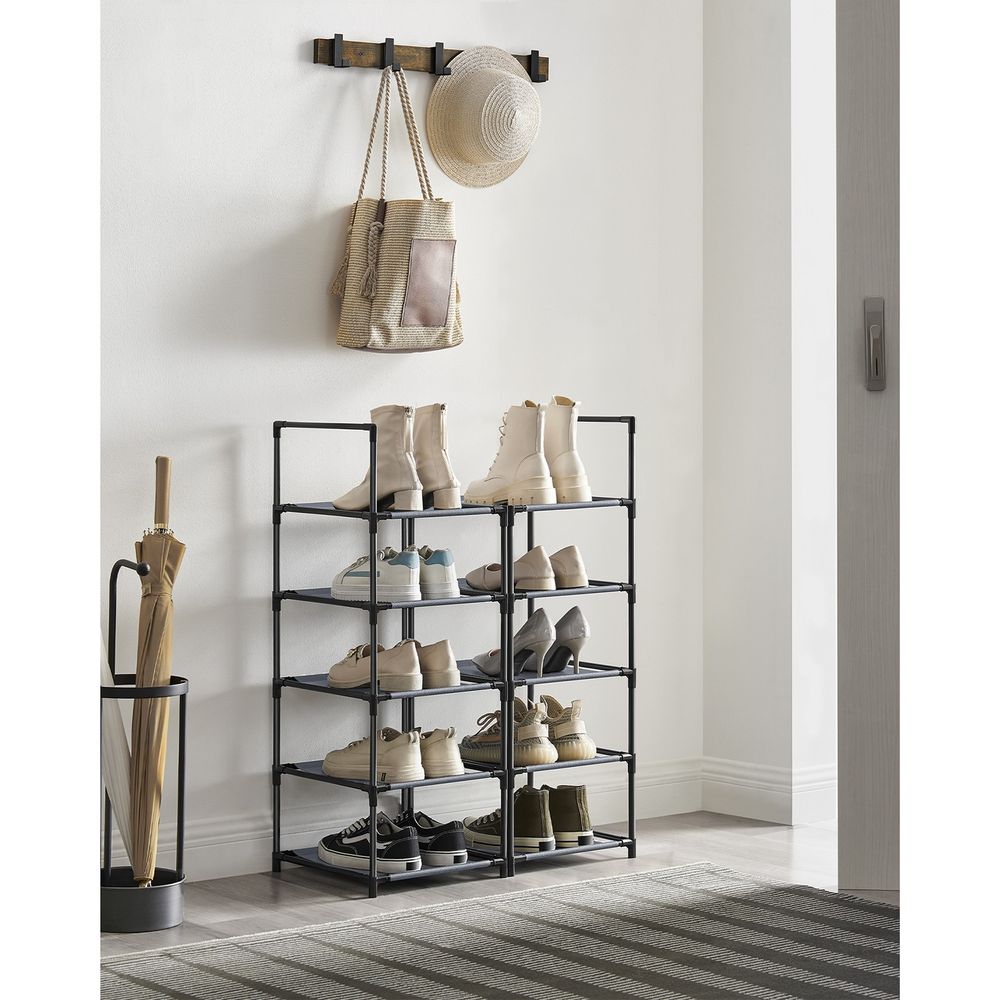 Songmics Μεταλλική Παπουτσοθήκη με 10 Ράφια - 33 x 33 x 173 cm - Grey - LSR110G01